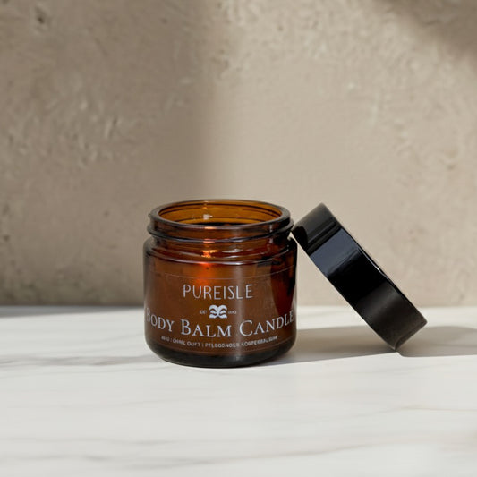 Body Serum Candle mit Arganöl im Braunglastiegel